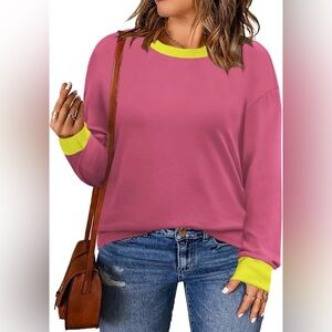 Women's Pink and Yellow Casual Top